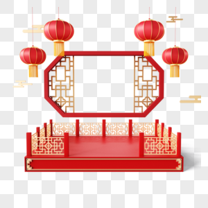 风格春节灯笼展台高清图片