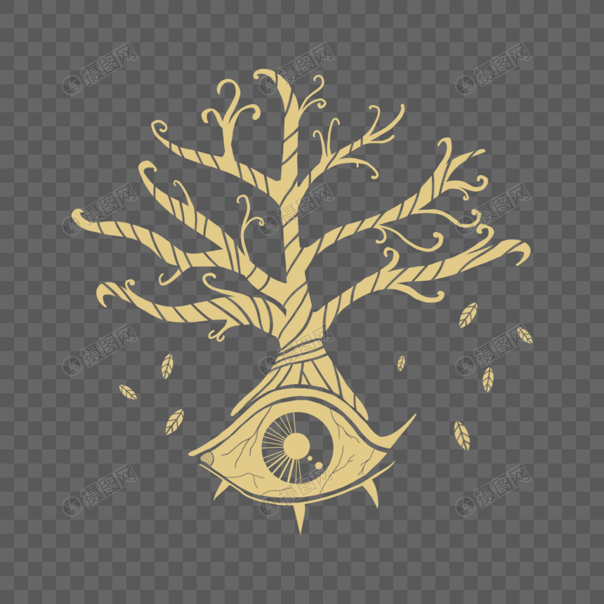 金色神秘眼睛树木图片
