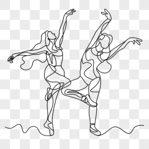 两个芭蕾舞者抽象线条高清图片