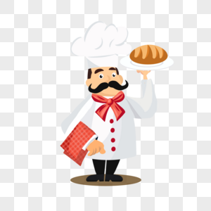 站立拿着面包的厨师图片