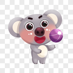 卡通可爱动物玩球的考拉高清图片