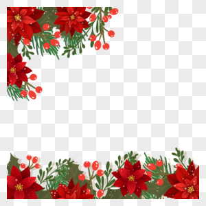 圣诞一品红花边框节日装饰图片