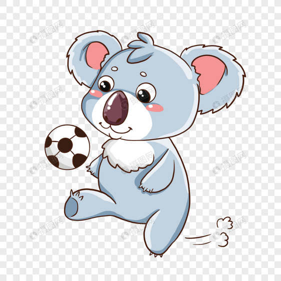 卡通可爱考拉踢足球运动形象图片