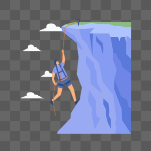 爬山运动概念插画用绳子向上攀爬的人高清图片