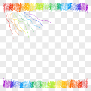 水彩涂鸦线条蜡笔彩虹边框图片