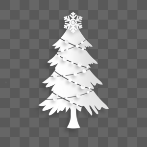 可爱白色剪纸圣诞树装饰画图片