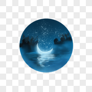 水彩创意月亮弯月插图图片