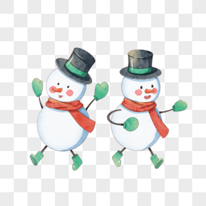 水彩圣诞节跳舞雪人高清图片