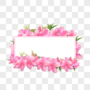 水彩粉色杜鹃花卉边框图片
