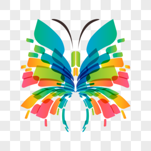 彩色花蝴蝶抽象几何图案图片