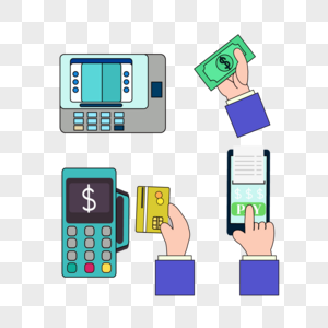 在线支付概念现金刷卡手机支付图片