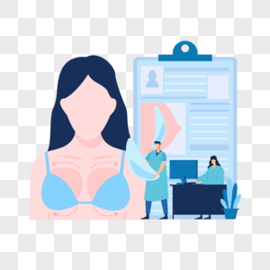 女整容整形外科胸部外科手术概念插画图片