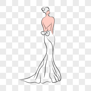 露背款式抽象线条婚纱礼服新娘图片