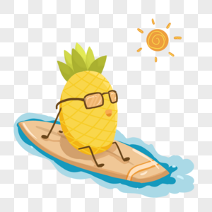 夏季冲浪水果晒太阳的菠萝图片