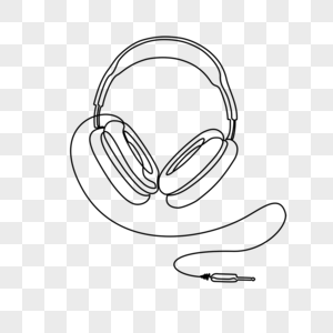 创意头戴式耳机带插口线条画图片