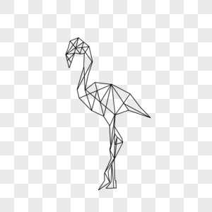 几何线条艺术动物丹顶鹤图片