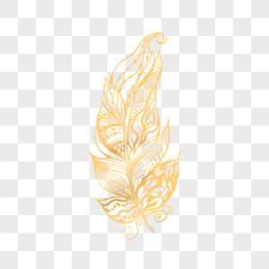 可爱羽毛装饰创意金色镂空花纹图片
