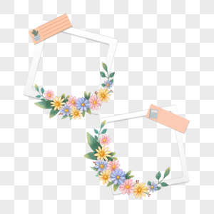 彩色编织花束手账花卉相框图片