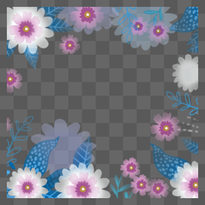 水彩蓝紫色花卉光效边框创意图片