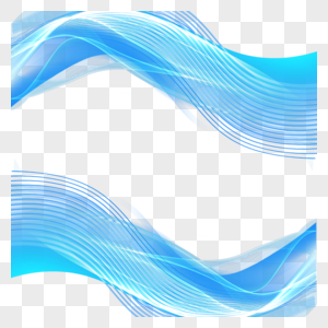 波浪形渐变线条蓝色光效商务边框图片