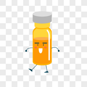 卡通形象疫苗可爱黄色药瓶图片