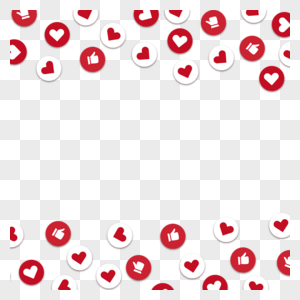 红白圆形爱心图标点赞社媒边框图片