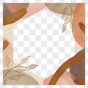 手绘镂空树叶图案孟菲斯抽象边框图片