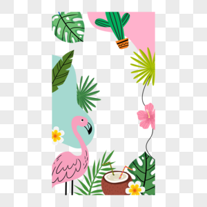 夏季热带树叶故事边框椰子图片