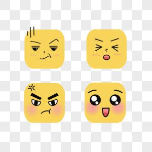 黄色方形emoji表情图案图片