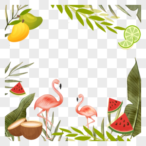 夏季热带树叶故事边框图片