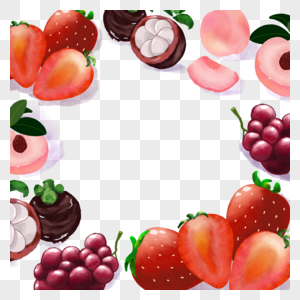 正方形水果水彩边框图片
