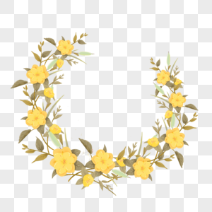 黄色花朵花环花卉图片