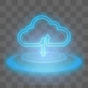 蓝色荧光箭头图标抽象光效科技云图片