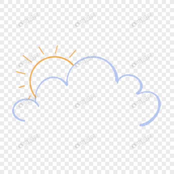 太阳云朵夏季卡通剪贴画图片