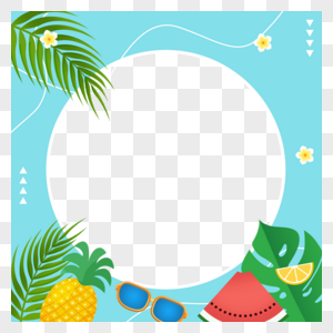夏季热带facebook圆形边框花朵图片