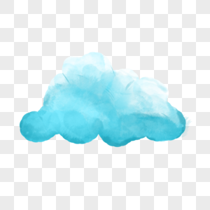 蓝色渐变晕染天气云朵水彩剪贴画图片