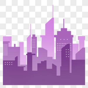 紫色高楼大厦天际线渐变剪影图片