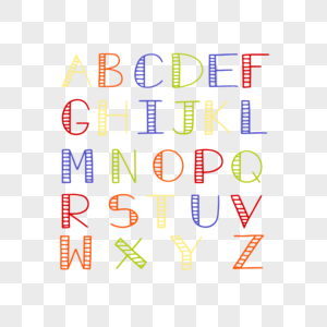 彩色条纹英文字母数字表高清图片