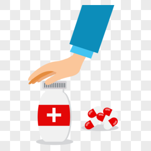 红色和白色的药丸图标和手拿着一颗药丸高清图片