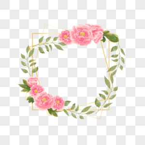 花卉牡丹婚礼金线边框图片