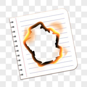 橙色笔记本纸燃烧火焰撕纸图片