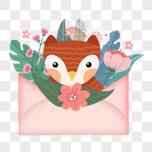动物花卉粉色信封鹦鹉图片