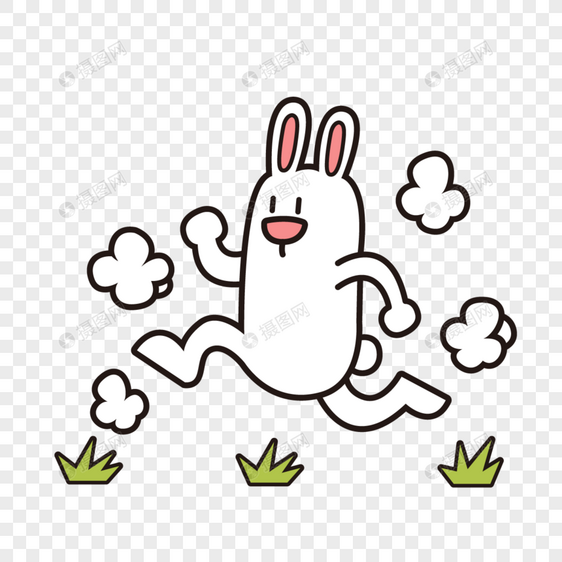 复活节奔跑的可爱兔子图片
