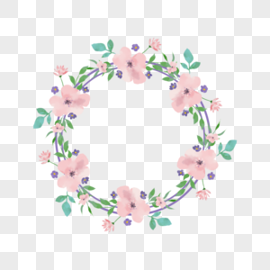 圆形淡粉色花卉边框图片