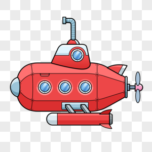 潜水艇卡通红色图片