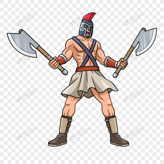 古罗马双斧战士卡通图片