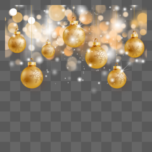 圣诞节雪花装饰球金色光效图片