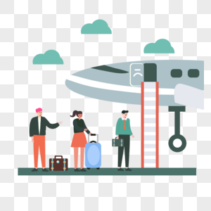 机场人物插画登机入口高清图片