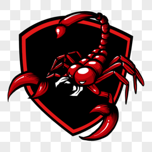 蝎子吉祥物波普风格红色徽章图片