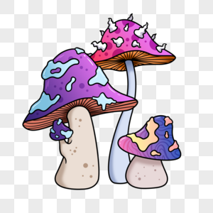 毒蘑菇卡通紫色图片